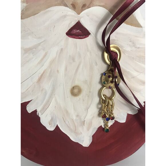 Hand Painted Wooden Santa Face Wall Decor Plaque Folk Christmas 1999 - Picture 5 of 14